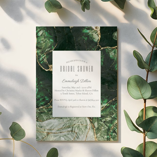 Dark Olive Green Gemstone Bridal Shower Invitation (Creator Uploaded)