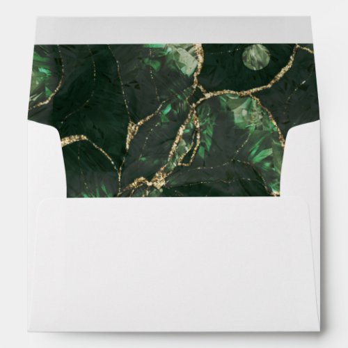 Dark Olive Green Gemstone Wedding Envelope