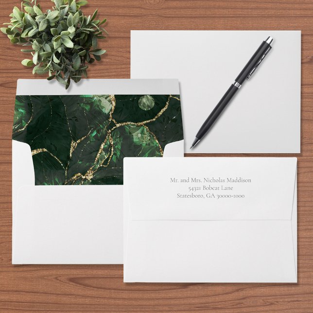 Dark Olive Green Gemstone Wedding Envelope (Creator Uploaded)