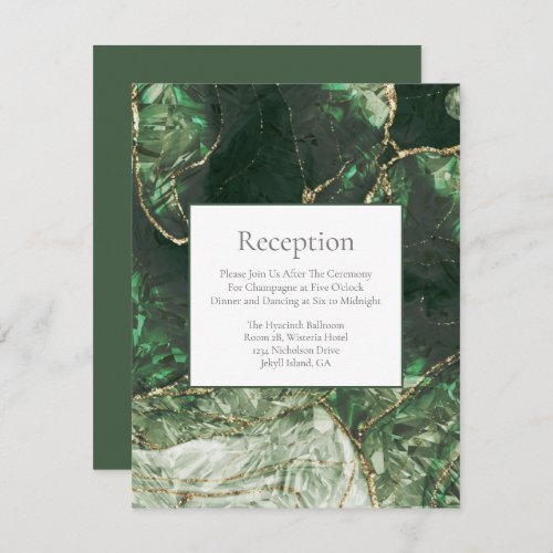 Dark Olive Green Gemstone Wedding Reception Enclosure Card