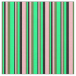 [ Thumbnail: Dark Olive Green, Green, Black & Light Pink Lines Fabric ]