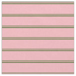 [ Thumbnail: Dark Olive Green & Light Pink Stripes Fabric ]