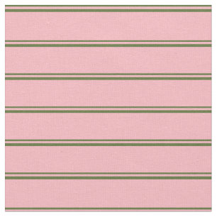 Dark Olive Green & Light Pink Stripes Fabric