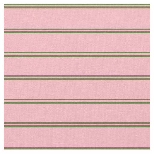 Dark Olive Green & Light Pink Stripes Fabric
