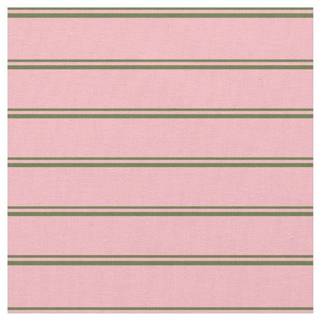 Dark Olive Green & Light Pink Stripes Fabric (Close Up)