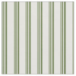 [ Thumbnail: Dark Olive Green & Mint Cream Colored Stripes Fabric ]