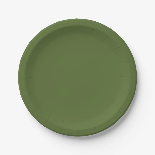 Dark Olive Green Paper Plates (Front)