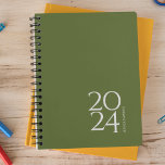 Dark Olive Green Personal Weekly Planner<br><div class="desc">Simple personal stationery annual planner with dark olive green cover. Annual planner (12 months) with open monthly overviews and weekly planning sheets. Contact for assistance in personalizing.</div>