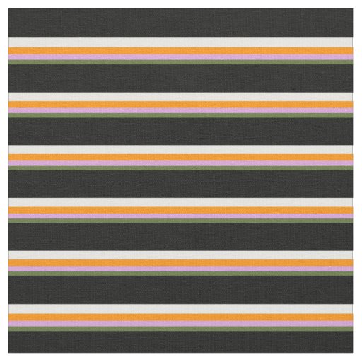 Dark Olive Green, Plum, Dark Orange, White & Black Fabric