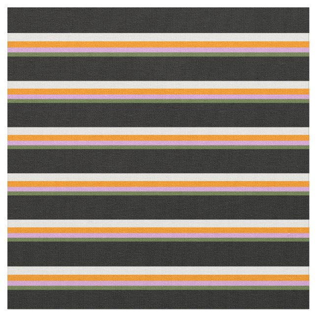 Dark Olive Green, Plum, Dark Orange, White & Black Fabric (Close Up)