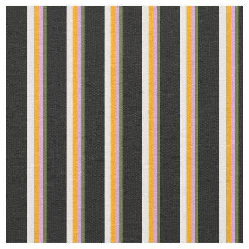 Dark Olive Green, Plum, Orange, White & Black Fabric