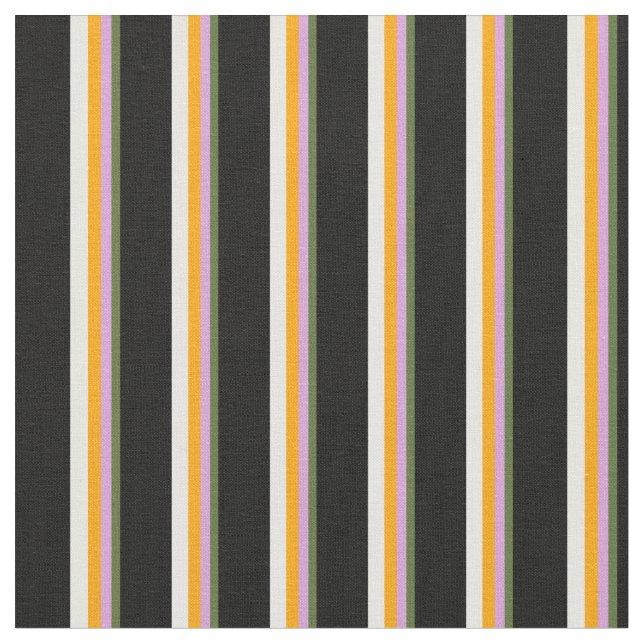 Dark Olive Green, Plum, Orange, White & Black Fabric (Close Up)