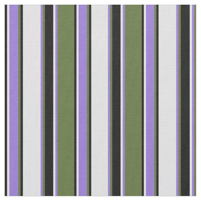 Dark Olive Green, Purple, Lavender & Black Stripes Fabric (Close Up)