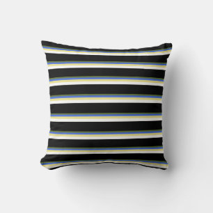 Dark Olive Green, Royal Blue, Tan, White & Black Throw Pillow