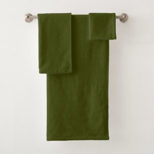 Dark olive green (solid color) bath towel set