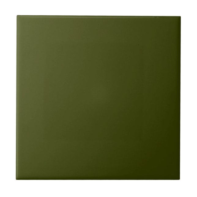 Dark olive green solid color ceramic tile (Front)