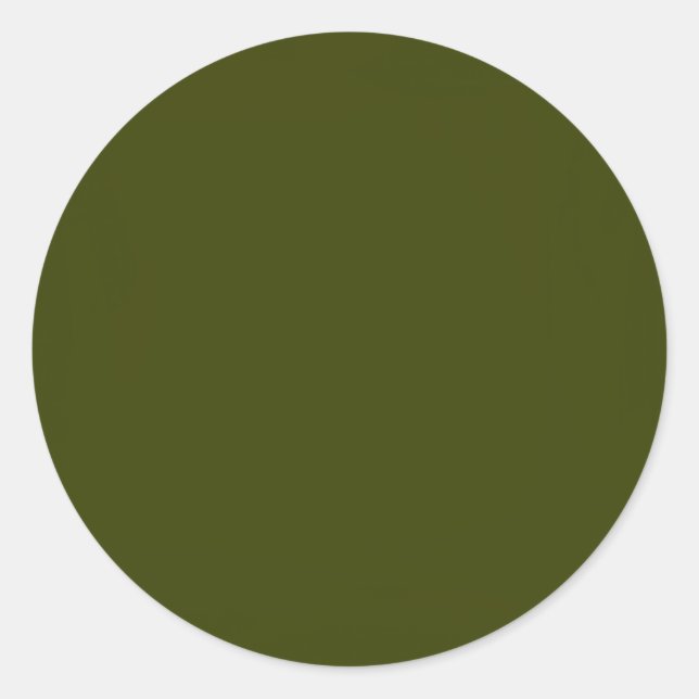 Dark olive green solid color classic round sticker (Front)