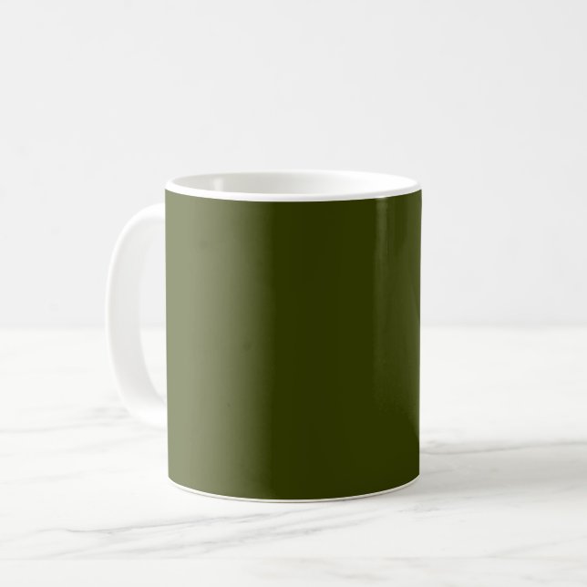 Dark olive green (solid color) coffee mug (Front Left)