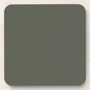 Dark Olive Green Solid Color - Color - Hue Beverage Coaster