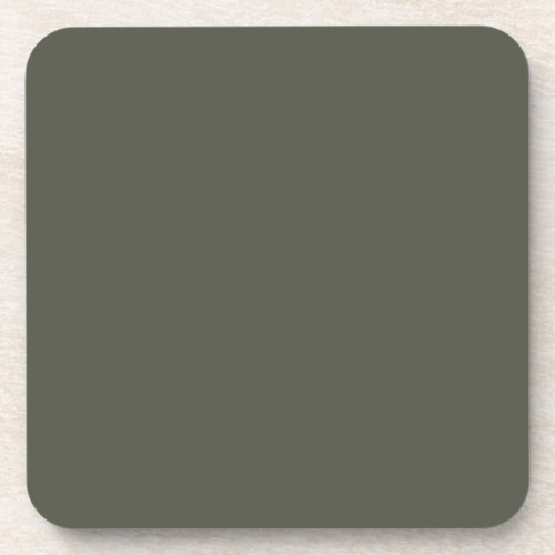 Dark Olive Green Solid Color _ Color _ Hue Beverage Coaster