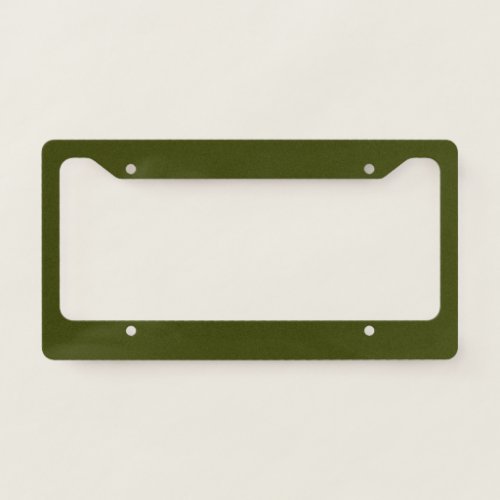 Dark olive green solid color license plate frame