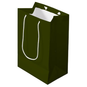 Dark olive green solid color medium gift bag