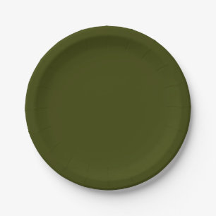 Dark olive green solid color paper plates