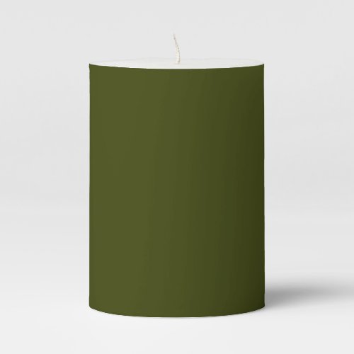 Dark olive green solid color pillar candle