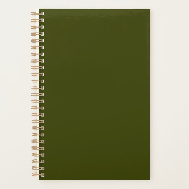 Dark olive green solid color planner (Front)