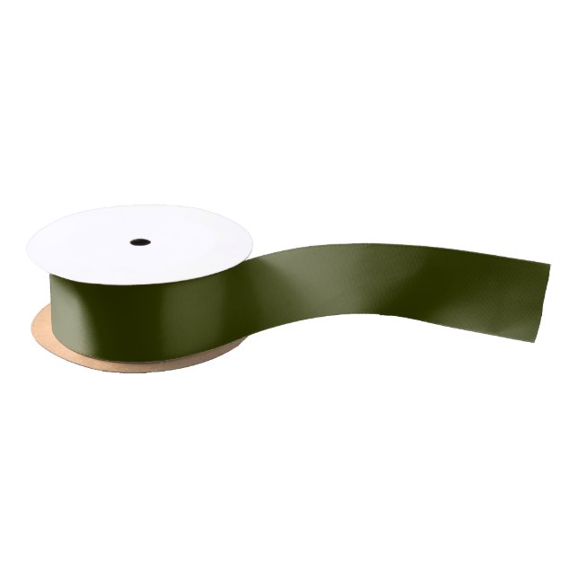 Dark olive green solid color satin ribbon (Spool)