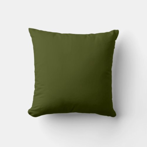 Dark olive green solid color throw pillow