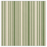 [ Thumbnail: Dark Olive Green & Tan Lines Fabric ]