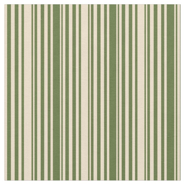 Dark Olive Green & Tan Lines Fabric (Close Up)