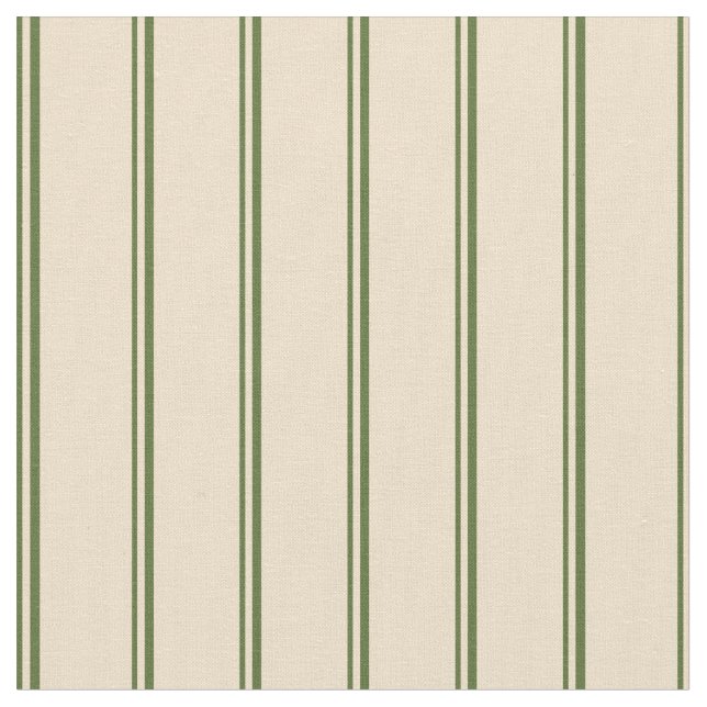 Dark Olive Green & Tan Stripes Fabric (Close Up)
