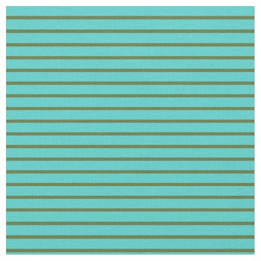 Dark Olive Green & Turquoise Lines Fabric