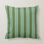 [ Thumbnail: Dark Olive Green & Turquoise Lines Throw Pillow ]