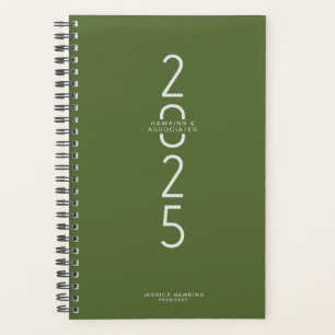 Dark Olive Green Vertical Modern Year Weekly Planner