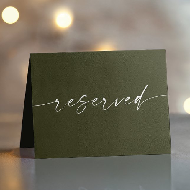 Dark Olive Green Wedding | Script Reserved Sign Cards (Creator Uploaded)