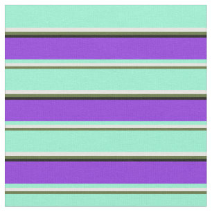 Dark Olive Green, White, Aquamarine, Purple, Black Fabric