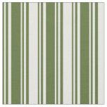 [ Thumbnail: Dark Olive Green & White Colored Stripes Fabric ]