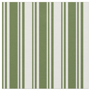 Dark Olive Green & White Colored Stripes Fabric