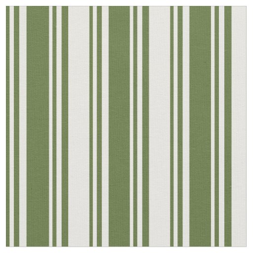 Dark Olive Green & White Colored Stripes Fabric