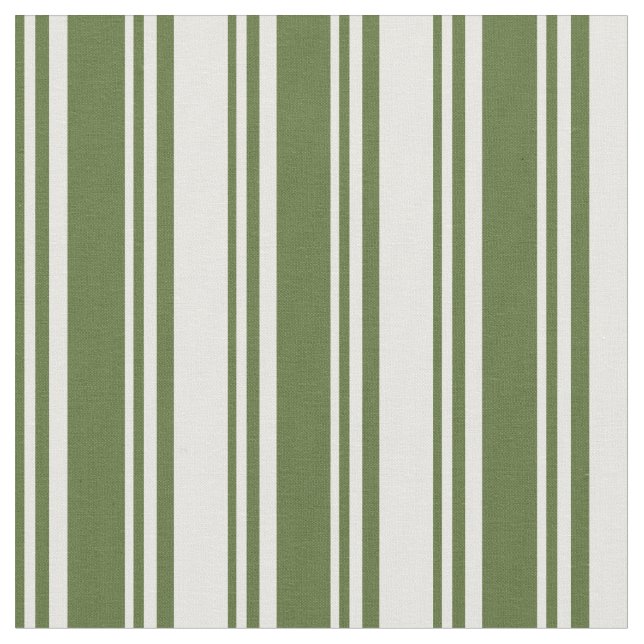 Dark Olive Green & White Colored Stripes Fabric (Close Up)