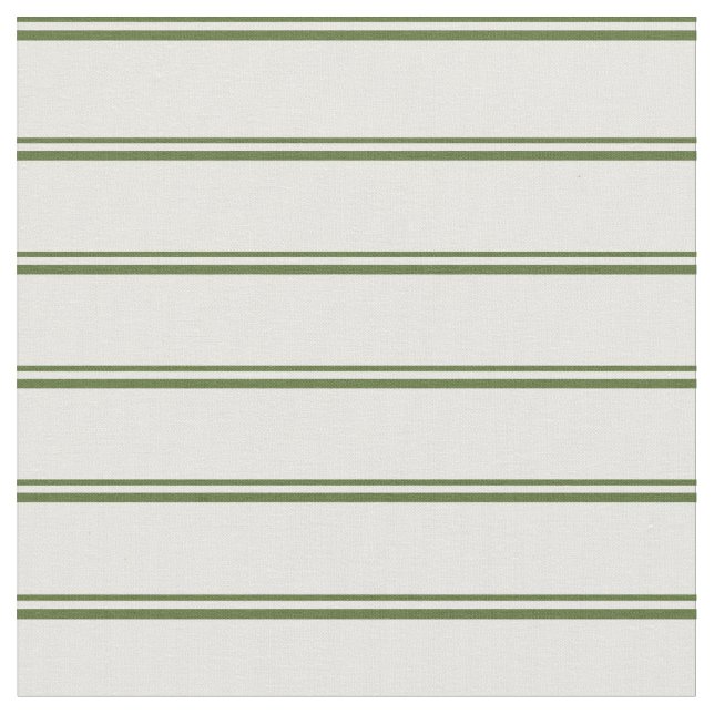 Dark Olive Green & White Stripes Fabric (Close Up)