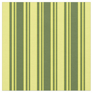 Dark Olive Green & Yellow Colored Stripes Fabric