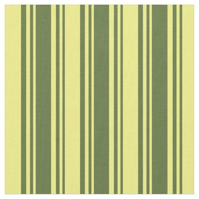 Dark Olive Green & Yellow Colored Stripes Fabric (Close Up)