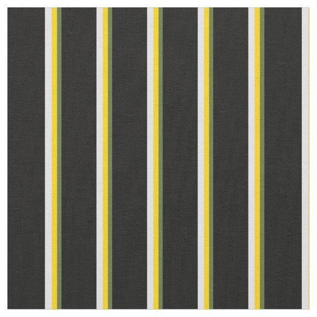 Dark Olive Green, Yellow, Lavender & Black Lines Fabric (Close Up)