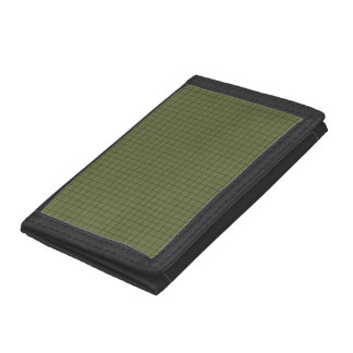 Dark Olive Squares Trifold Wallet