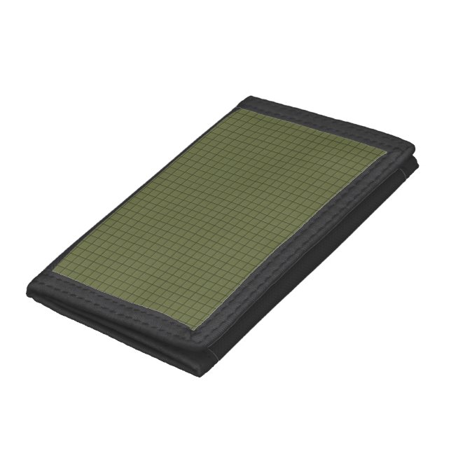 Dark Olive Squares Trifold Wallet (Bottom)