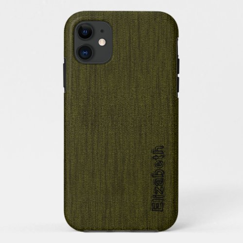 Dark Olive Wood Grain Background iPhone 11 Case